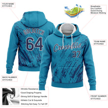 Load image into Gallery viewer, Custom Stitched Aqua Navy-White 3D Pattern Design Sports Pullover Sweatshirt Hoodie
