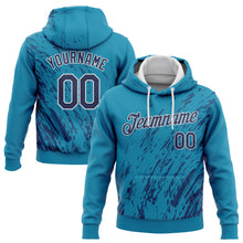 Load image into Gallery viewer, Custom Stitched Aqua Navy-White 3D Pattern Design Sports Pullover Sweatshirt Hoodie
