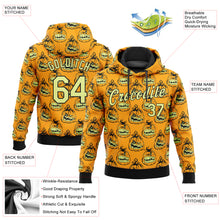 Load image into Gallery viewer, Custom Stitched Gold Gold-Black 3D Pattern Smiling Pumpkin Halloween Sports Pullover Sweatshirt Hoodie
