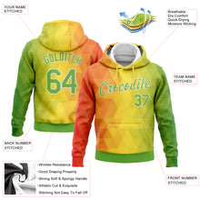 Load image into Gallery viewer, Custom Stitched Gold Neon Green Orange-White 3D Pattern Design Abstract Reggae Geometric Sports Pullover Sweatshirt Hoodie
