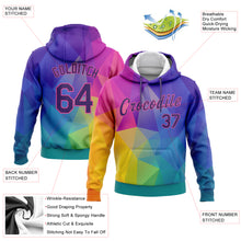 Load image into Gallery viewer, Custom Stitched Gold Purple-Pink 3D Pattern Design Abstract Rainbow Sports Pullover Sweatshirt Hoodie
