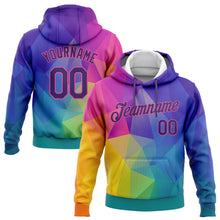Load image into Gallery viewer, Custom Stitched Gold Purple-Pink 3D Pattern Design Abstract Rainbow Sports Pullover Sweatshirt Hoodie
