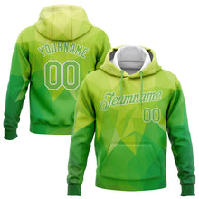 Load image into Gallery viewer, Custom Stitched Kelly Green Neon Green-White 3D Pattern Design Abstract Warm Geometric Pattern Sports Pullover Sweatshirt Hoodie
