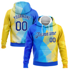 Load image into Gallery viewer, Custom Stitched Gold Royal-White 3D Pattern Design Ukrainian Flag Sports Pullover Sweatshirt Hoodie
