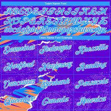 Load image into Gallery viewer, Custom Stitched Purple Light Blue Orange-White 3D Pattern Design Sports Pullover Sweatshirt Hoodie
