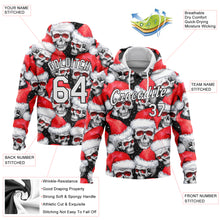 Load image into Gallery viewer, Custom Stitched Red White-Black 3D Skulls And Christmas Santa&#39;s Hat Sports Pullover Sweatshirt Hoodie
