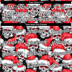 Custom Stitched Red White-Black 3D Skulls And Christmas Santa's Hat Sports Pullover Sweatshirt Hoodie