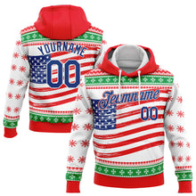 Load image into Gallery viewer, Custom Stitched Red Royal-Kelly Green 3D American Flag Sports Pullover Sweatshirt Hoodie
