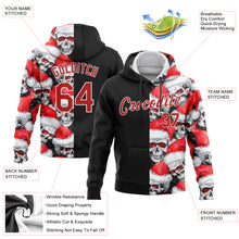 Load image into Gallery viewer, Custom Stitched Black Red-White 3D Skulls And Christmas Santa&#39;s Hat Sports Pullover Sweatshirt Hoodie
