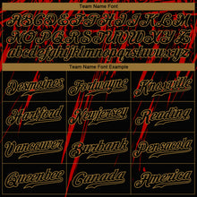 Load image into Gallery viewer, Custom Black Black Red-Old Gold 3D Pattern Design Authentic Baseball Jersey
