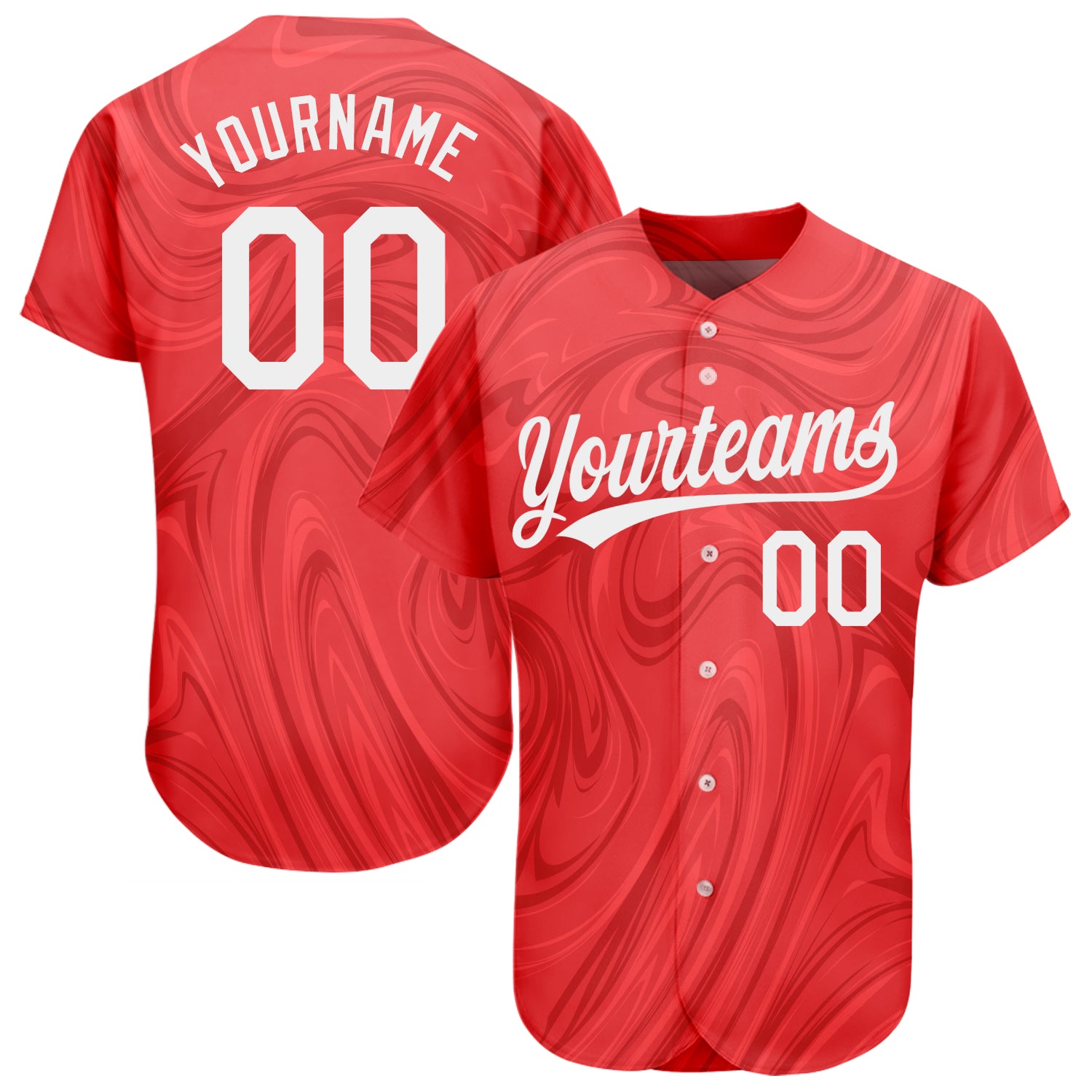 Custom Red White 3D Pattern Design Authentic Baseball Jersey Fast