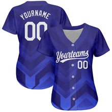 Load image into Gallery viewer, Custom Royal White-Navy 3D Pattern Design Authentic Baseball Jersey
