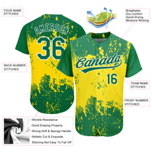 Load image into Gallery viewer, Custom Gold Green-White 3D Pattern Design Authentic Baseball Jersey
