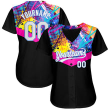 Load image into Gallery viewer, Custom Black White-Light Blue 3D Pattern Design Authentic Baseball Jersey
