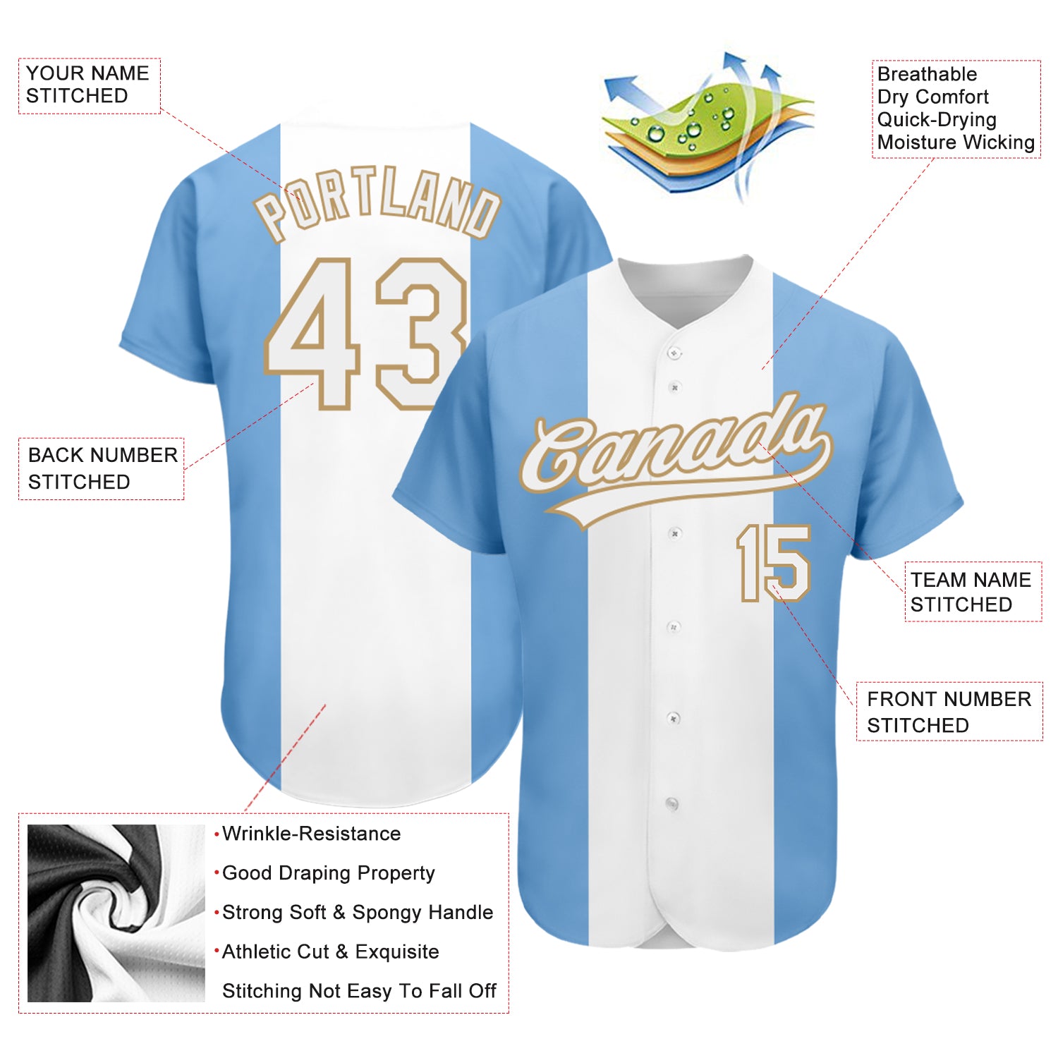 Custom Light Blue White-Purple Authentic Fade Fashion Baseball Jersey