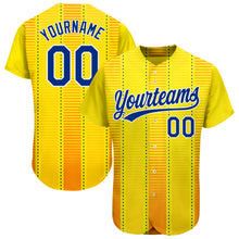 Load image into Gallery viewer, Custom Gold Royal-Orange 3D Pattern Design Authentic Baseball Jersey
