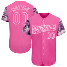 Load image into Gallery viewer, Custom Pink Pink-Camo 3D Pattern Design Authentic Baseball Jersey
