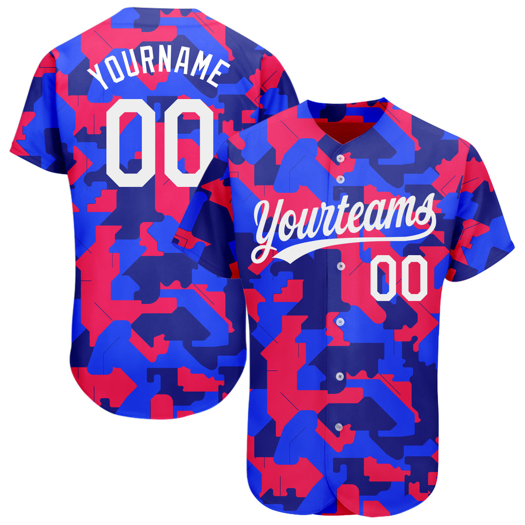 Custom Camo White-Royal 3D Pattern Design Authentic Salute To Service Baseball Jersey