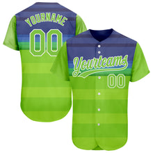 Load image into Gallery viewer, Custom Neon Green Neon Green-Royal 3D Pattern Design Authentic Baseball Jersey
