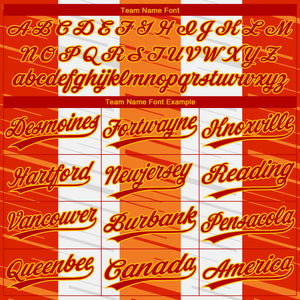 Custom White Red Gold-Orange 3D Pattern Design Authentic Baseball Jersey
