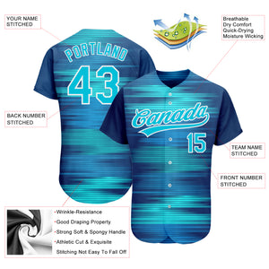 Custom Royal Lakes Blue-White 3D Pattern Design Authentic Baseball Jersey