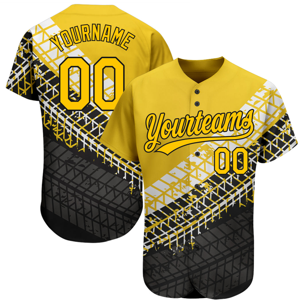 Custom Gold Gold-Black 3D Pattern Design Authentic Baseball Jersey Fast  Shipping – FiitgCustom