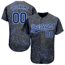 Load image into Gallery viewer, Custom Black Royal-White 3D Pattern Design Authentic Baseball Jersey
