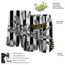 Load image into Gallery viewer, Custom White Black-Old Gold 3D Pattern Hawaii Palm Trees Authentic Basketball Shorts
