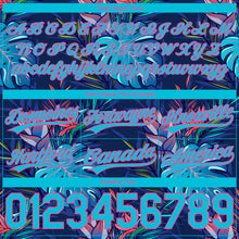 Load image into Gallery viewer, Custom Navy Lakes Blue-Pink 3D Pattern Hawaii Palm Leaves Authentic Basketball Shorts
