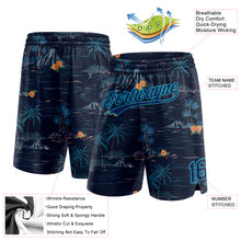 Load image into Gallery viewer, Custom Navy Lakes Blue 3D Pattern Hawaii Palm Trees And Island Authentic Basketball Shorts
