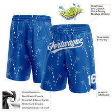 Load image into Gallery viewer, Custom Royal White-Light Blue 3D Pattern Hawaii Palm Trees Authentic Basketball Shorts
