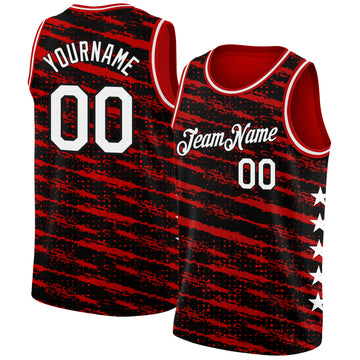 Custom Red White-Black Authentic City Edition Basketball Jersey