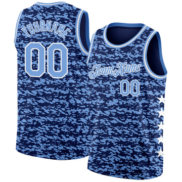 Custom Navy Light Blue-White Authentic City Edition Basketball Jersey