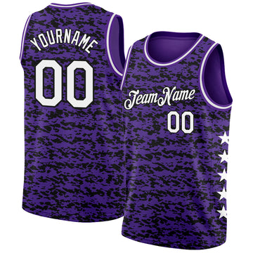 Custom Purple White-Black Authentic City Edition Basketball Jersey