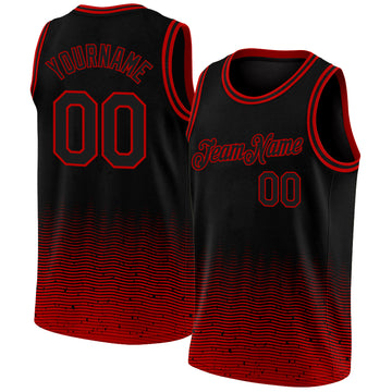 Custom Black Red Fade Fashion Authentic City Edition Basketball Jersey