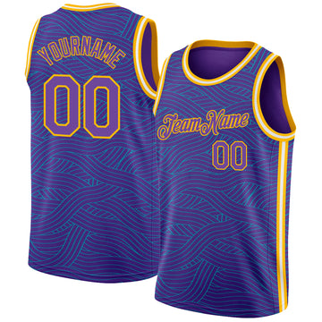 Custom Purple Teal-Gold Authentic City Edition Basketball Jersey