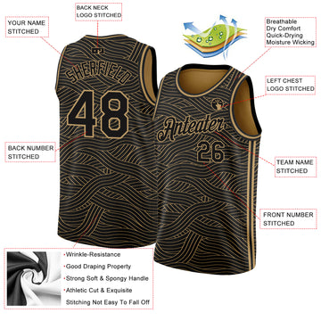 Custom Black Old Gold Authentic City Edition Basketball Jersey