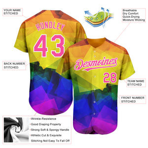 Custom Rainbow For Pride Month Love Is Love LGBT 3D Authentic Baseball Jersey