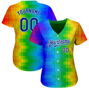 Custom Rainbow For Pride Month Love Is Love LGBT 3D Authentic Baseball Jersey