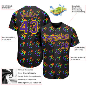 Custom Rainbow For Pride Month Love Is Love LGBT 3D Authentic Baseball Jersey