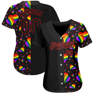 Custom Rainbow For Pride Month Love Is Love LGBT 3D Authentic Baseball Jersey