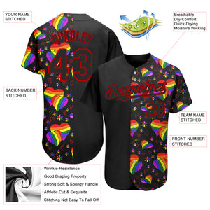 Custom Rainbow For Pride Month Love Is Love LGBT 3D Authentic Baseball Jersey