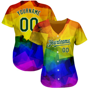 Custom Rainbow For Pride Month Love Is Love LGBT 3D Authentic Baseball Jersey