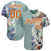 Load image into Gallery viewer, Custom Teal Texas Orange-White 3D Pattern Design Hawaii Tropical Palm Leaves Authentic Baseball Jersey
