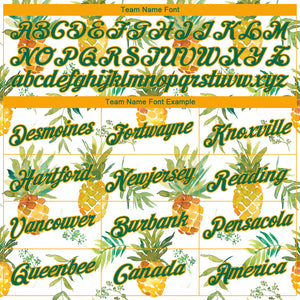 Custom White Kelly Green-Gold 3D Pattern Design Pineapples Performance T-Shirt