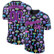 Load image into Gallery viewer, Custom Black Purple-Pink 3D Pattern Design Magic Mushrooms Psychedelic Hallucination Performance T-Shirt
