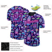 Load image into Gallery viewer, Custom Black Purple-Pink 3D Pattern Design Colorful Flowers And Mushrooms Psychedelic Hallucination Performance T-Shirt
