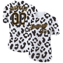 Load image into Gallery viewer, Custom White Black-Old Gold 3D Pattern Design Leopard Performance T-Shirt
