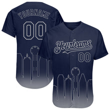 Load image into Gallery viewer, Custom Navy Gray 3D Dallas City Edition Fade Fashion Authentic Baseball Jersey
