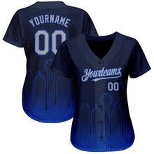 Load image into Gallery viewer, Custom Navy Gray-Thunder Blue 3D Dallas City Edition Fade Fashion Authentic Baseball Jersey
